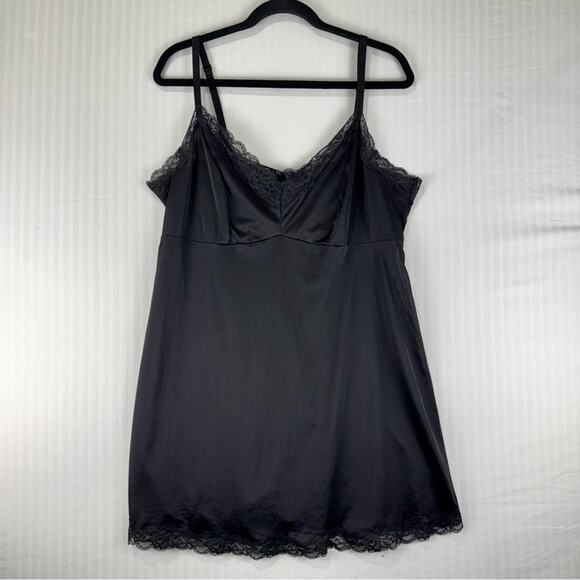 Torrid Dream Satin Lace Trim Black Sleep Gown Slip Chemise Women’s Plus Size 1X - Picture 1 of 5